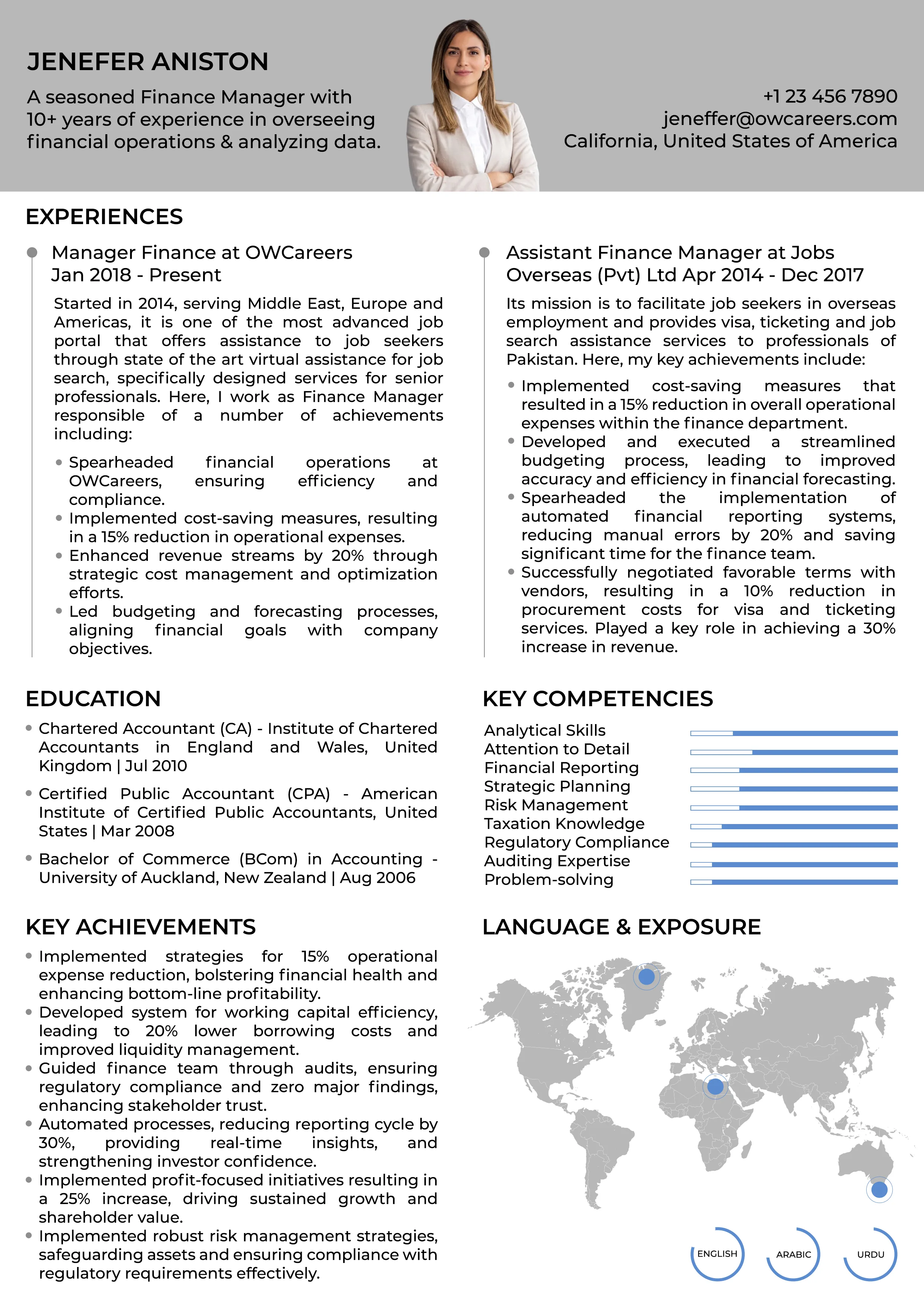 Finance Manager CV
